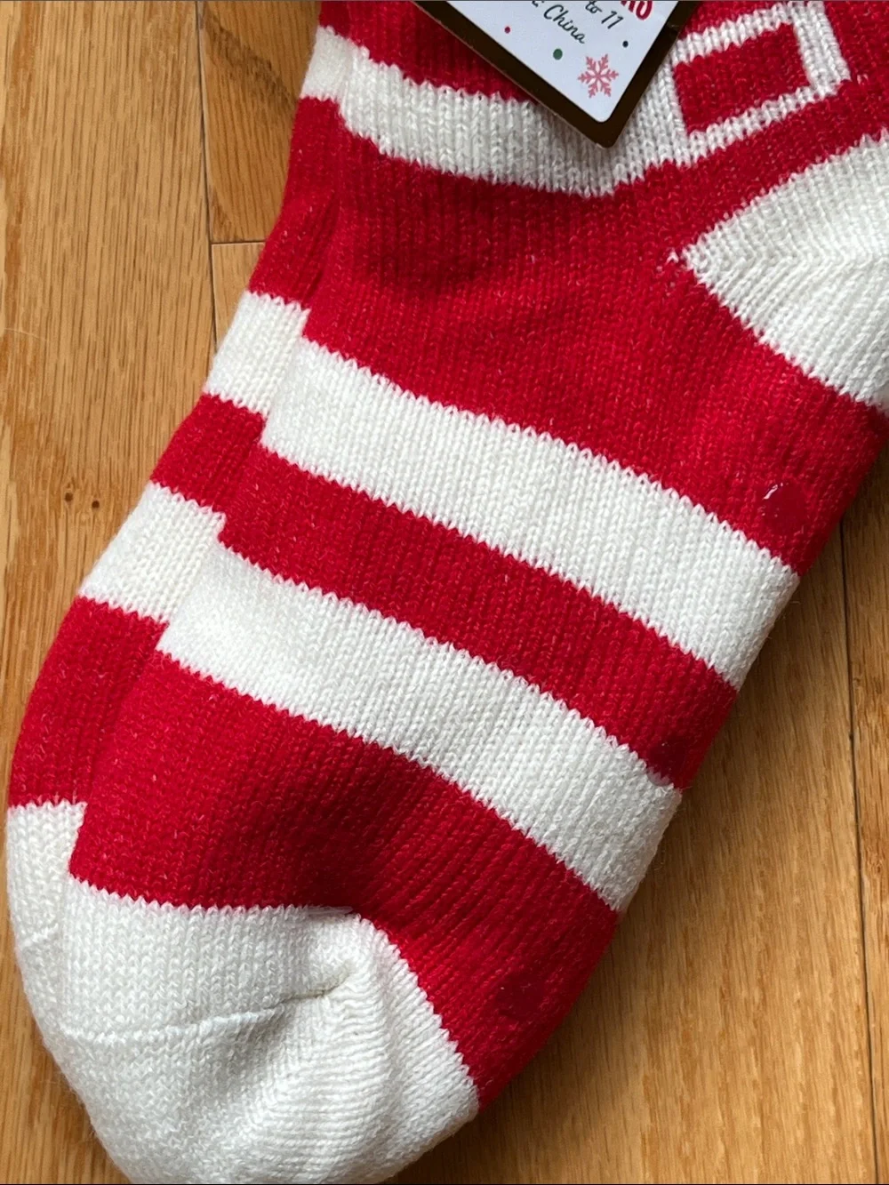 Cozy Red & White Fuzzy Cuff Slipper Socks size adult 9 to 11